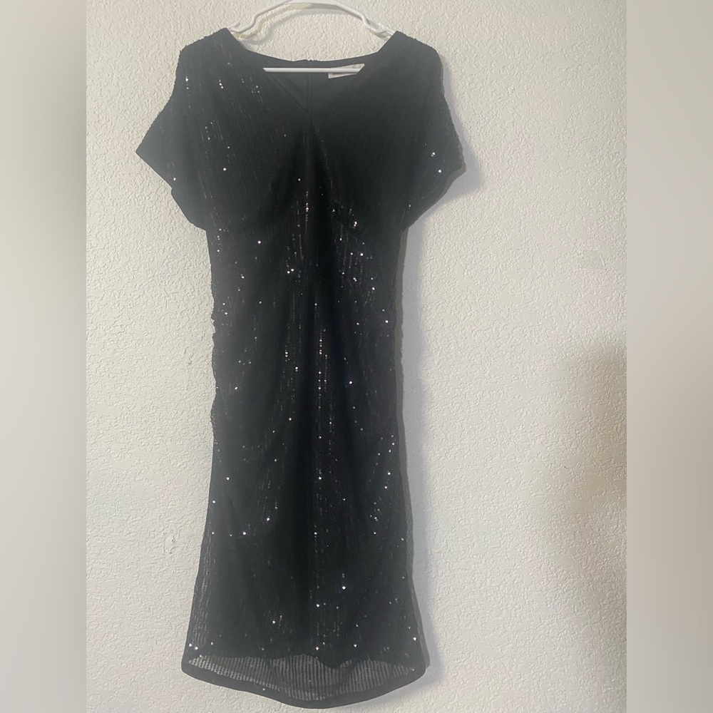 Grace Karin Elegant Black Sequin cocktail or party dress sheath silhouette